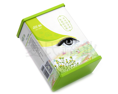 明目菊花茶鐵盒子包裝,花草茶馬口鐵盒,獨(dú)特浮雕激凸工藝,用精湛的工藝彰顯麥?zhǔn)瞎迾I(yè)12年定制包裝的傳承歷史,材質(zhì)有0.23mm鍍錫馬口鐵,真材實(shí)料,相比紙質(zhì)、三片罐，新穎包裝更高檔次